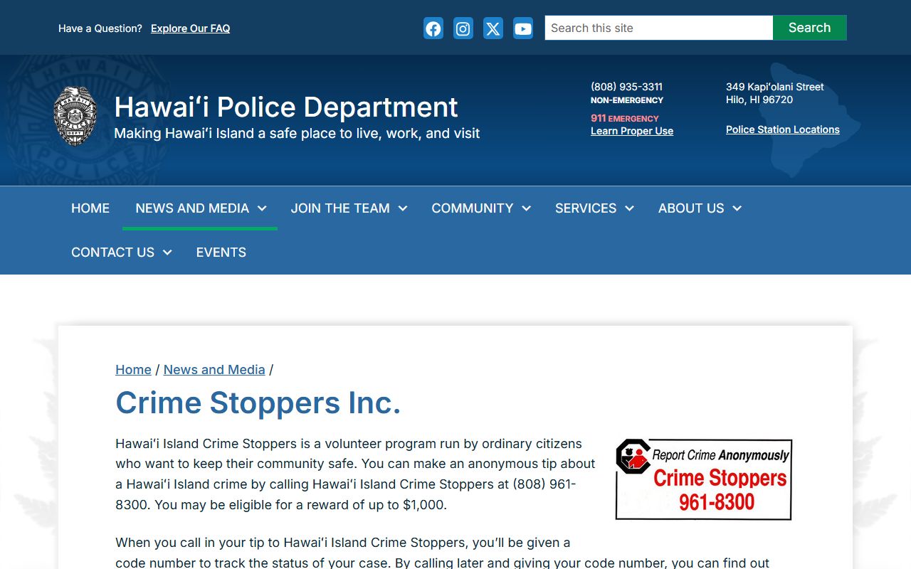 Hilo Recent Bookings Crime Stoppers Hawaii Island tip line