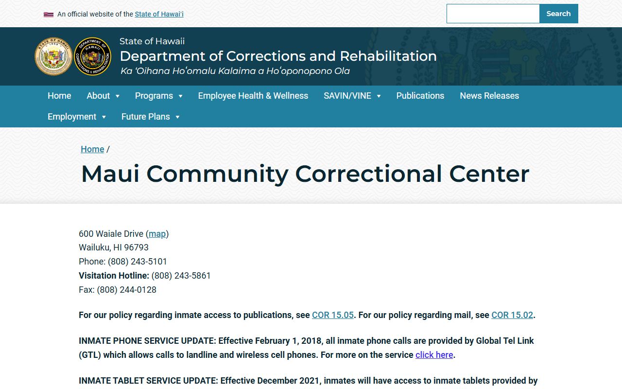 Kihei Recent Bookings via Maui Community Correctional Center