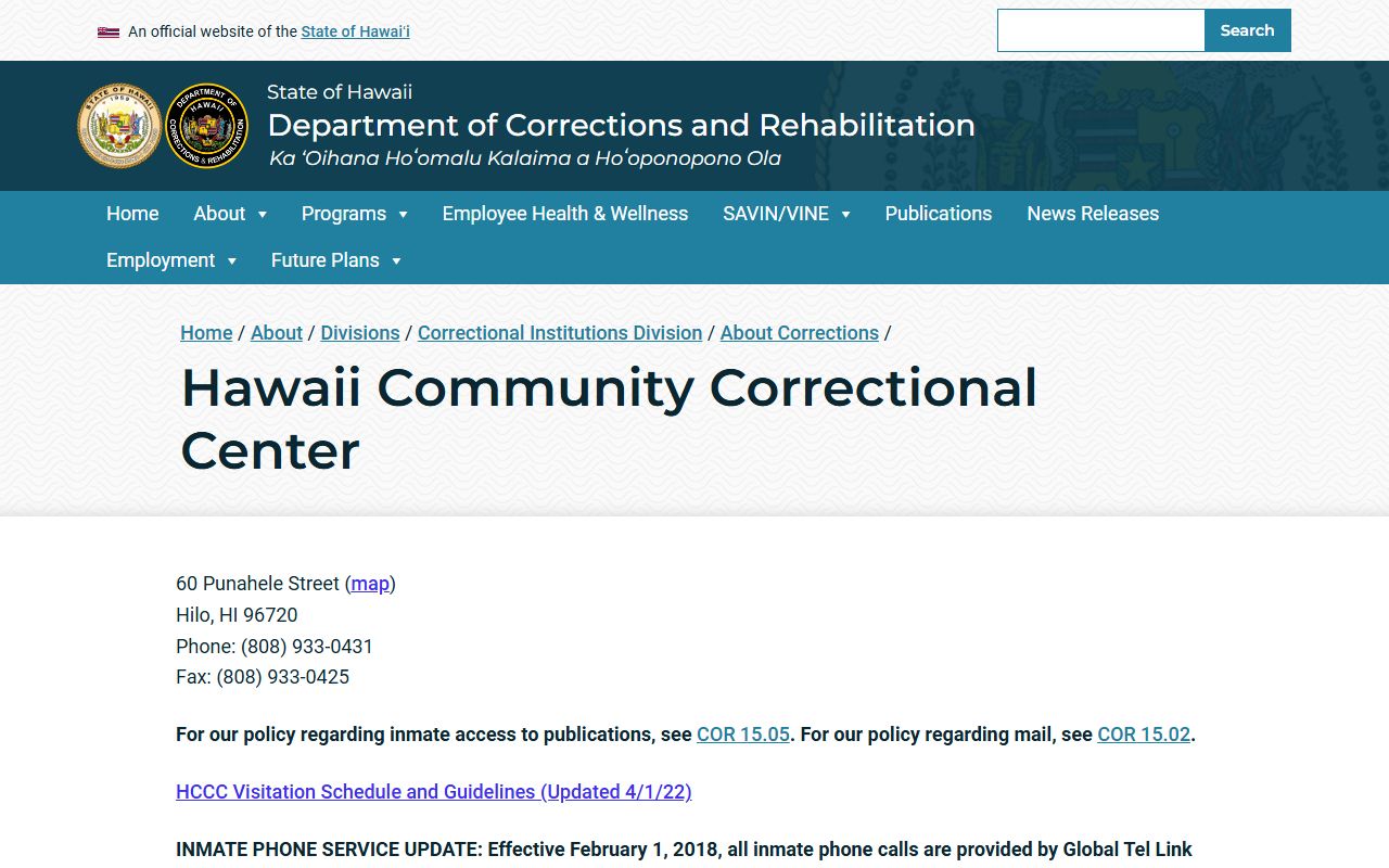 Hawaii County Recent Bookings at Hawaii Community Correctional Center