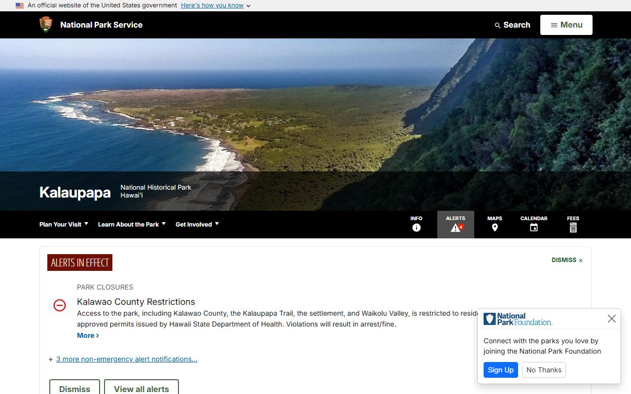 Kalawao County Recent Bookings on Kalaupapa National Historical Park land