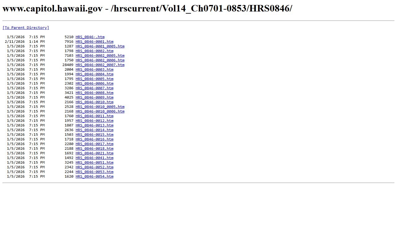 Hawaii Recent Bookings criminal history record info