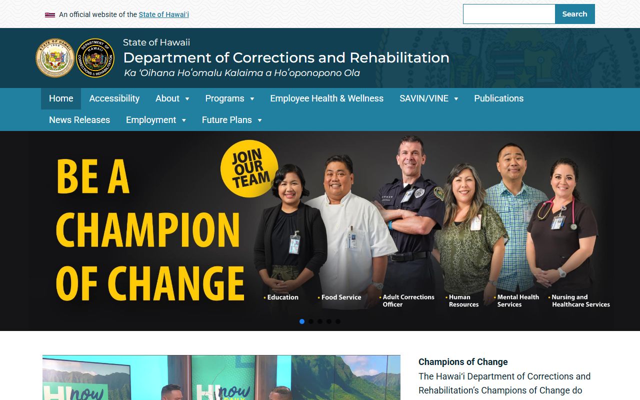 Hawaii Recent Bookings via Department of Corrections and Rehabilitation