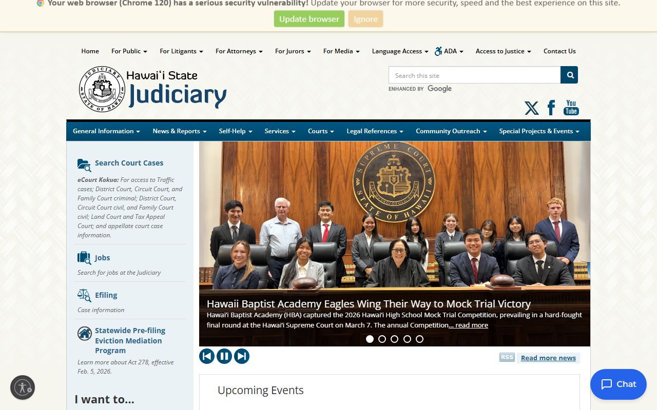 Hawaii Recent Bookings via State Judiciary eCourt Kokua